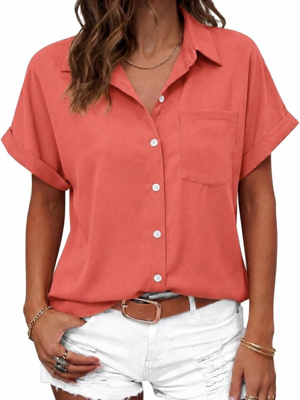 Stylish Short Sleeve Button Down Blouse for Women - Summer Fashion Top